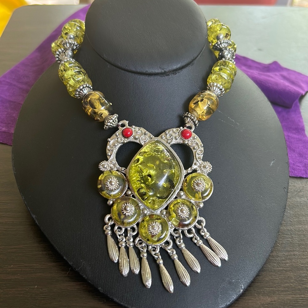 Bohemian Ethnic Tibetan Statement Amulet Necklace Artisan Handmade